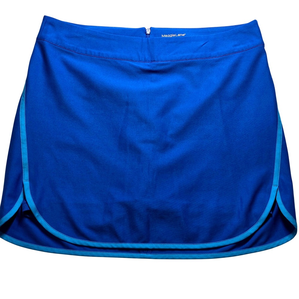 Maggie Lane Womens Size 8 Golf Skort Blue Back Zip Contrast Trim Athletic Skirt